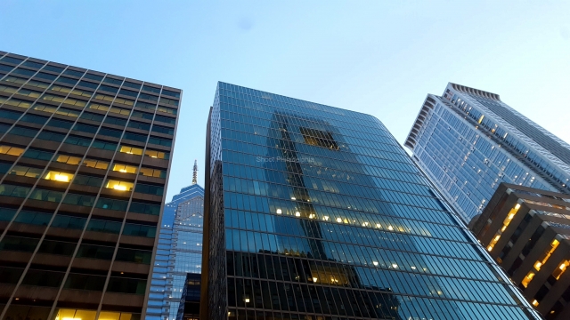 Reflection of Comcast Tower