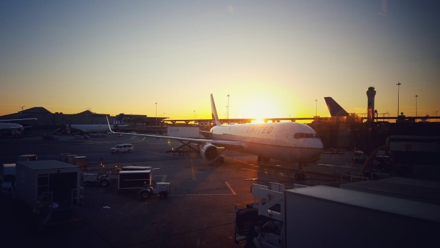Sunset at Chicago O'Hare.